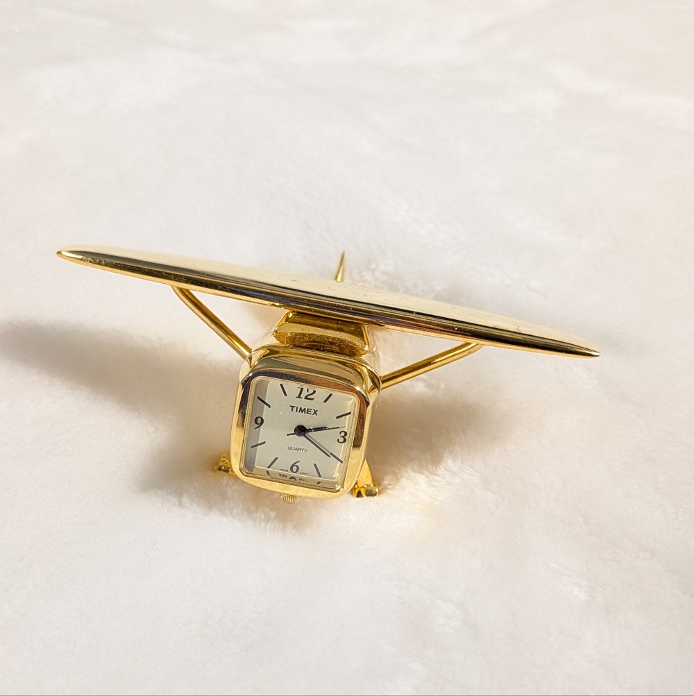 Timex Gold Plane Mini Clock Decor (Untested) - Picture 3 of 12